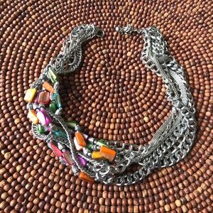 Chunky chain and shell bead choker necklace